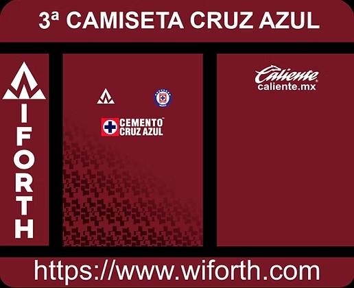3ª CAMISETA CRUZ AZUL BURDEOS